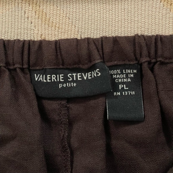 Deep espresso brown, Valerie Stevens, petite large linen pants - Picture 2 of 6